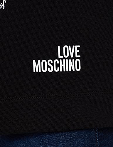 Love Moschino Round Neck Sweatshirt with Long Wing Sleeves and Rhombus hem Sudadera, Negro, 50 para Mujer