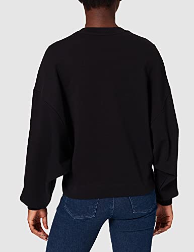 Love Moschino Round Neck Sweatshirt with Long Wing Sleeves and Rhombus hem Sudadera, Negro, 50 para Mujer
