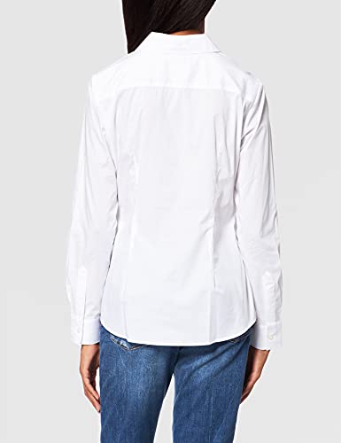 Love Moschino Slim fit Long Sleeved Shirt in Stretch Poplin with Matching hue Rhinestone Heart Camisa, Blanco óptico, 40 para Mujer