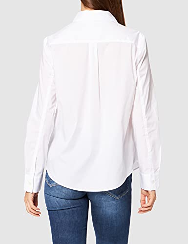 Love Moschino Slim fit Long Sleeved Shirt Stretch Poplin,Hidden Buttons, Yoke and Box Pleat in Back Camiseta, Blanco óptico, 40 para Mujer