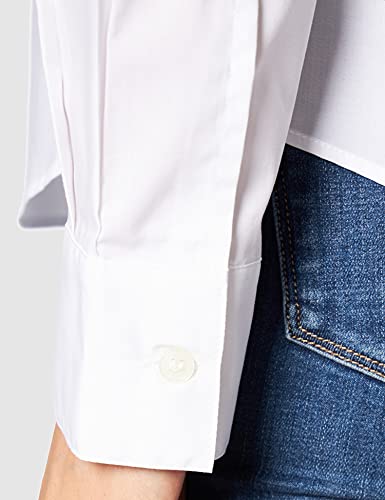 Love Moschino Slim fit Long Sleeved Shirt Stretch Poplin,Hidden Buttons, Yoke and Box Pleat in Back Camiseta, Blanco óptico, 40 para Mujer