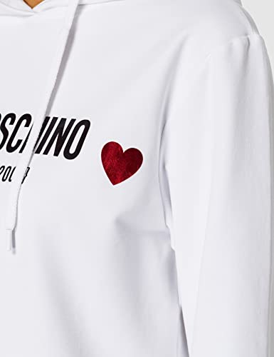 Love Moschino Sudadera con Capucha de algodón Suave y elástico, de Corte Regular, de Manga Larga, Blanco óptico, 38 para Mujer