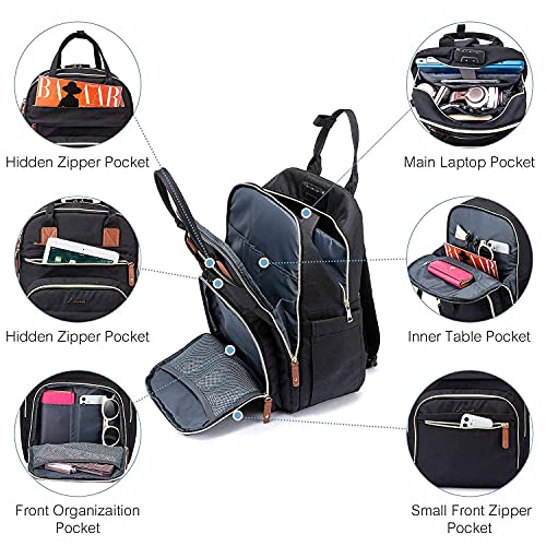 LOVEVOOK Mochila Mujer Antirrobo con Candado Codificado, 15,6 Pulgadas Mochila Portatil,Mochila Mujer Grande con Puerto de Carga USB,Mochila Para Universidad Viajes Trabajo Negocios Profesora, Negro