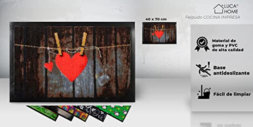 LucaHome - Felpudo Orlando de Goma y PVC Antideslizante Muy Absorbente, Felpudo Corazón 40x60cm Goma y PVC, Felpudo para Exterior e Interior