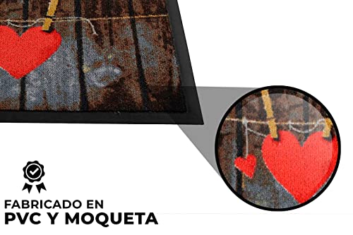 LucaHome - Felpudo Orlando de Goma y PVC Antideslizante Muy Absorbente, Felpudo Corazón 40x60cm Goma y PVC, Felpudo para Exterior e Interior