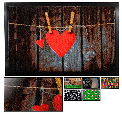 LucaHome - Felpudo Orlando de Goma y PVC Antideslizante Muy Absorbente, Felpudo Corazón 40x60cm Goma y PVC, Felpudo para Exterior e Interior