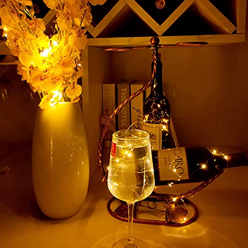 Luces de Botella, Yizhet 6 Piezas Luces para Botellas Cristal 2m Luz Botella Corcho 20 LED Luces Tapon Botellas de Vino Cobre Alambre Guirnaldas Luz Pilas para Boda Navidad (Blanco Cálido)