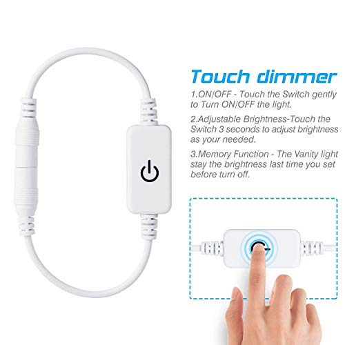 Luces De Espejo De Tocador Maquillaje Led Kit Usb Cable Hollywood, 10 Bombillas Dimmable 3 Modos De Color y 10 De Brillo, Para Diy Maquillaje Espejos Vestidor Baño Luz (Sin Espejo y Cargador Usb)