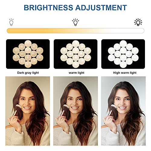 Luces de Maquillaje, 14LED USB Iluminación para Tocador Luz de Maquillaje Estilo Hollywood Cosmético Maquillaje Luz para Makeup LED Lámpara de Maquillaje para Baño (sin espejo)