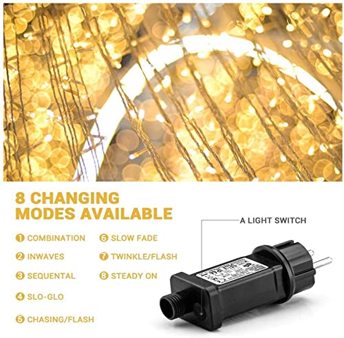 Luces Navidad Exterior, Elegear 100M 1000 LEDs Guirnalda Luces Exterior, IP44 Impermeable Luces Navidad, Guirnalda Decoracion con 8 Modo para árboles de Navidad, Fiestas, Jardines,Casa