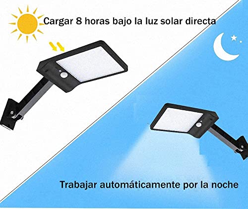 Luces solares al aire libre,brillante 48 LEDs, IP65 impermeable con control remoto,luces solares del sensor de movimiento con 3 modos para el jardín,camino,entrada (1PACK)