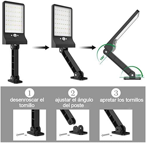 Luces solares al aire libre,brillante 48 LEDs, IP65 impermeable con control remoto,luces solares del sensor de movimiento con 3 modos para el jardín,camino,entrada (1PACK)