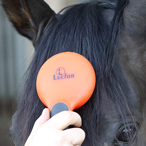 Lucfor Mane Brush - Cepillo de cola para caballos, mango de gel, color naranja, pelo liso gracias al accesorio importante para caballos, el accesorio de limpieza para caballos y niños