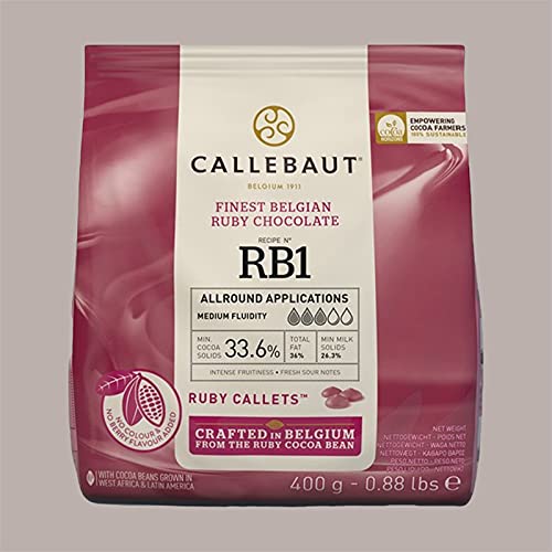 Lucgel Srl 400 gr CALLEBAUT Coating Chocolate para Helados y Pasteles Artesanales (Rosa Ruby)