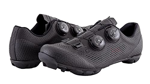 LUCK Poseidon | Zapatillas MTB para Hombre y Mujer | Suela de Carbono | Doble Cierre Rotativo | Zapatillas para Bicicleta de Montaña (41, Negro)