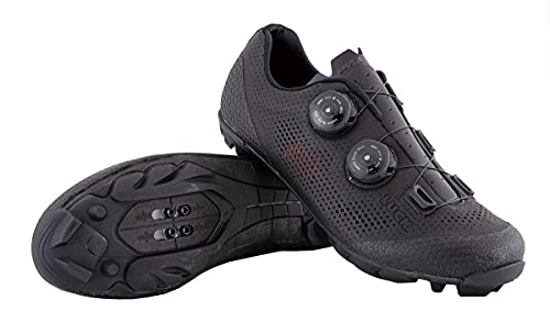 LUCK Poseidon | Zapatillas MTB para Hombre y Mujer | Suela de Carbono | Doble Cierre Rotativo | Zapatillas para Bicicleta de Montaña (41, Negro)