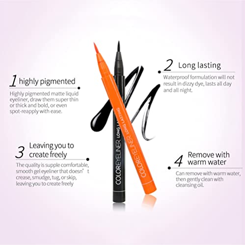 Lucoss Eyeliner Liquido Colores - Delineador de Ojos de Colores - Lapiz de Ojos Waterproof Resistente al Agua 12 Colores Negro Verde Amarillo Rosa Morado Azul