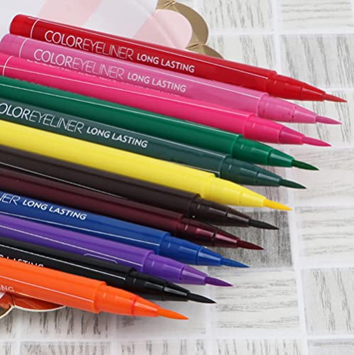 Lucoss Eyeliner Liquido Colores - Delineador de Ojos de Colores - Lapiz de Ojos Waterproof Resistente al Agua 12 Colores Negro Verde Amarillo Rosa Morado Azul