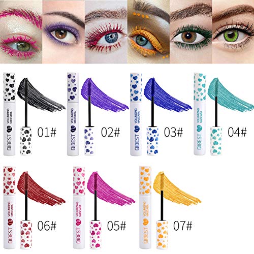 Lucoss Máscara de Pestañas Mascara Impermeable Larga Duración Rizador Delgado Rímel(Negro,Púrpura,Azul,Verde,Rosa,Rojo,Amarillo)
