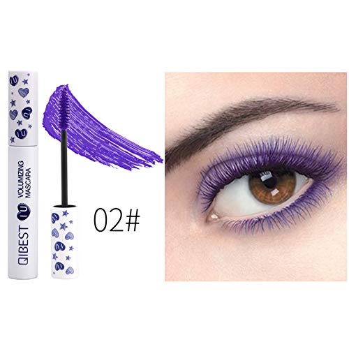 Lucoss Máscara de Pestañas Mascara Impermeable Larga Duración Rizador Delgado Rímel(Negro,Púrpura,Azul,Verde,Rosa,Rojo,Amarillo)