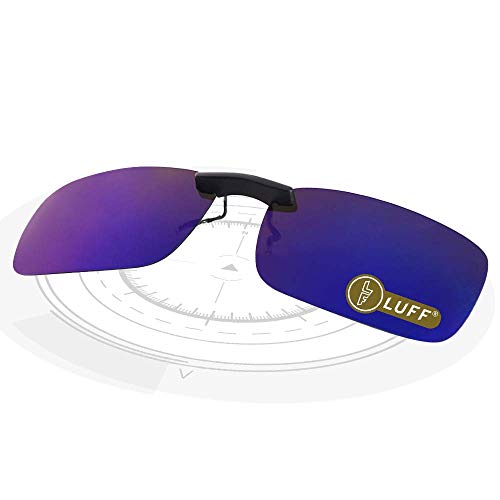 LUFF Polarizado Clip Unisex en Gafas de Sol para Anteojos Recetados-Buen Estilo de Clip Gafas de Sol para la Miopía Gafas al Aire Libre/Conducción/Pescar (Azul)