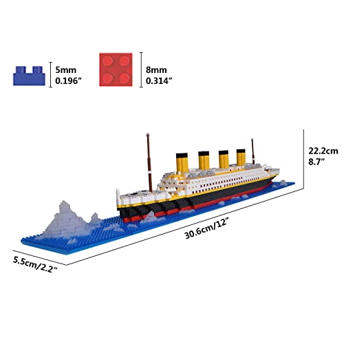 LULUFUN Titanic Ship Model Building Block Set, DIY Mini Building Blocks Toys, Juguete Educativo, Regalo para Adultos y niños (1860 Piezas)