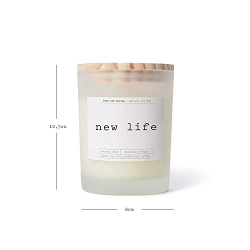 Lumaland Luma Lab Velas Perfumadas Moods - Nueva Vida - Fragancias para Cada Ocasión - 100% Cera de Soja - Sostenible, Elegante y Vegana - Aroma de Vainilla y Sándalo