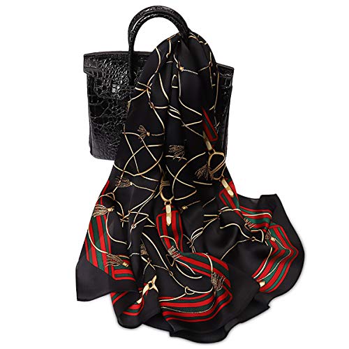 LumiSyne Bufandas De Seda Suave Para Mujer Retro Impreso Patrón Geométrico Rayas Bufanda Suave Cálido Estolas Largas Chal De Playa Durante Toda La Temporada