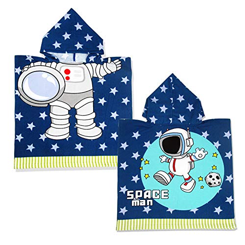 Lumsinker Toallas de baño para niños Natación Poncho de playa Bata de, 2 piezas de cocodrilo de astronauta, Talla única
