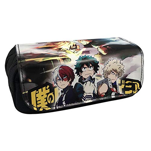 Lunanana My Hero Academia - Estuche para lápices o cosméticos, bolsa organizadora de lona y poliuretano, diseño de Izuku Midoriya, 20 x 9 x 6,5 cm, color negro