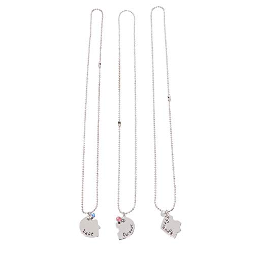 Luoem - Collar con colgante, de aleación plateada y brillantes con grabado "best - friends - forever" tipo rompecabezas, regalo ideal de Navidad para los amigos