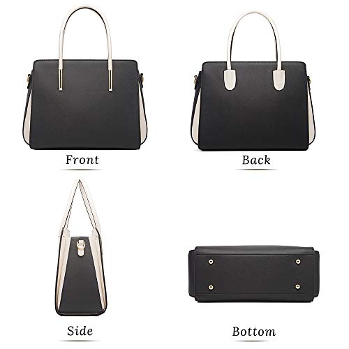 LUOWAN Bolsos de Mujer Bolso Bandolera Tote Bolso Señora Tote Grande De Hombro Bolsos PU Cuero Bolsos de mano 4pcs Set (Negro)