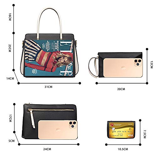 LUOWAN Bolsos de Mujer Bolso Bandolera Tote Bolso Señora Tote Grande De Hombro Bolsos PU Cuero Bolsos de mano 4pcs Set (Negro)