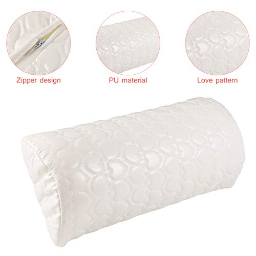Lurrose - Almohada suave para decoración de uñas, soporte para manos, media columna, esponja suave para manicura, tratamiento de peluquería (color blanco)