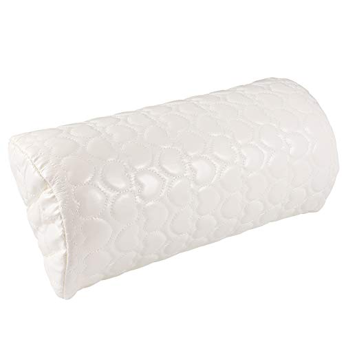 Lurrose - Almohada suave para decoración de uñas, soporte para manos, media columna, esponja suave para manicura, tratamiento de peluquería (color blanco)