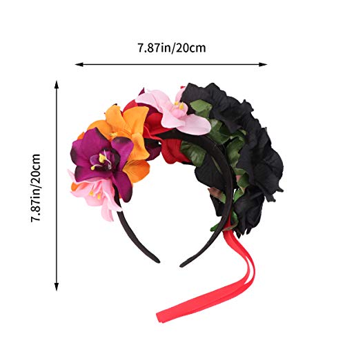 Lurrose Diadema de flores para mujer, de rosas orquídeas para el pelo, diadema para el festival