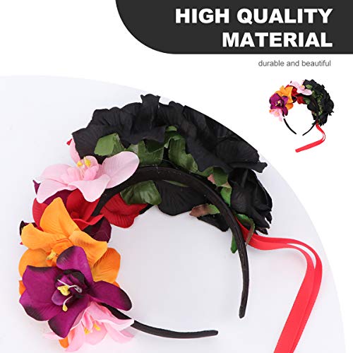 Lurrose Diadema de flores para mujer, de rosas orquídeas para el pelo, diadema para el festival