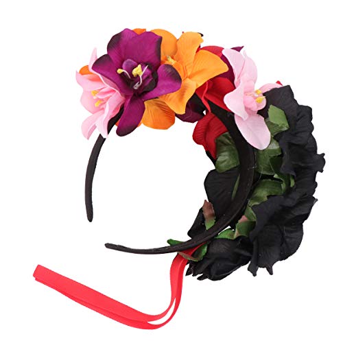 Lurrose Diadema de flores para mujer, de rosas orquídeas para el pelo, diadema para el festival