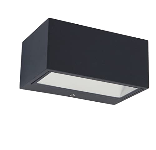 LUTEC Lámpara LED de pared exterior GEMINI en 3000 K, luz blanca cálida, materiales robustos, arriba y abajo, diseño discreto