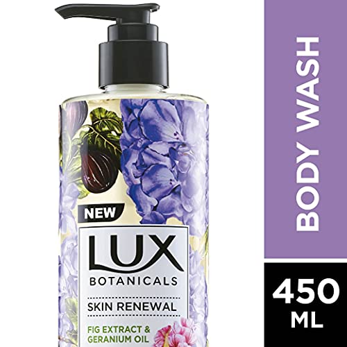 Lux Botanicals Gel de Ducha Skin Renewal (450ml) | Extracto de Higo y Aceite de Geranio | Escapada al Mediterráneo | Piel Luminosa y Sutil