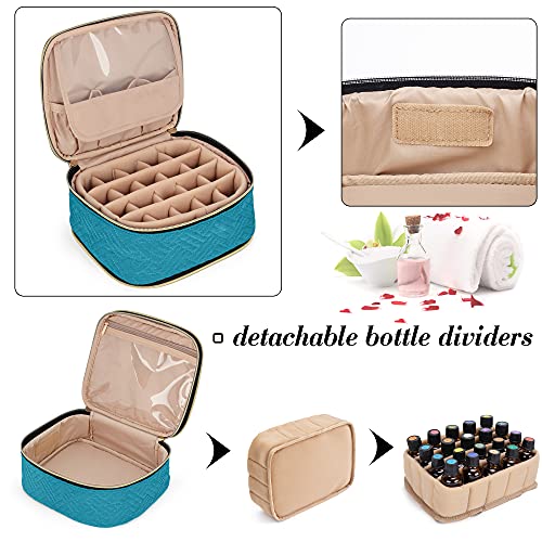 Luxja Bolsa para Aceite Esencial, 2 Capas Caja para Aceite Perfumado, Organizador Aceite Esencial Caber 40 Botellas (15ml), Caja de Gran Capacidad, Verde Azulado (Diseño Patentado)