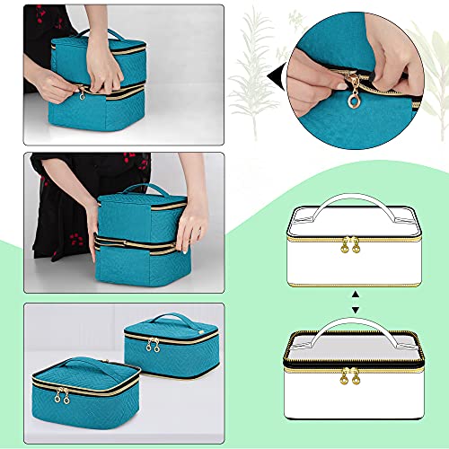 Luxja Bolsa para Aceite Esencial, 2 Capas Caja para Aceite Perfumado, Organizador Aceite Esencial Caber 40 Botellas (15ml), Caja de Gran Capacidad, Verde Azulado (Diseño Patentado)