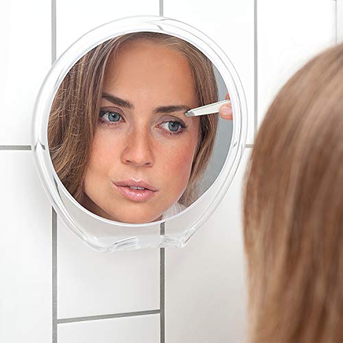 Luxo - Espejo de afeitado para el baño con revestimiento antivaho y una potente ventosa - Espejo para la ducha con soporte para cuchilla y pinzas