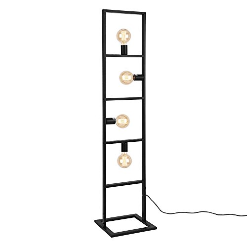 lux.pro Lámpara de pie Plauen con 4 Focos Moderna Diseño Altura 142,5 cm Iluminación Interior Luz efectiva Negro 4 x E27 60W