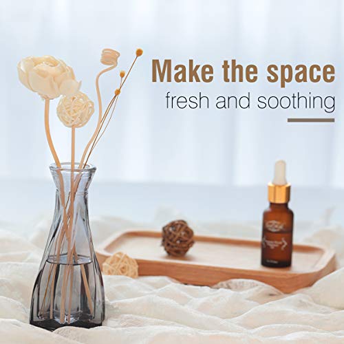Luxspire Difusor de Perfume de Vidrio, Botella de Difusor de Aceite Esencial en Forma de Florero, Accesorio Ideal para Mejorar el Ambiente del Aire y Regular el Estado de Ánimo - Gris Ahumado