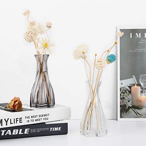 Luxspire Difusor de Perfume de Vidrio, Botella de Difusor de Aceite Esencial en Forma de Florero, Accesorio Ideal para Mejorar el Ambiente del Aire y Regular el Estado de Ánimo - Gris Ahumado