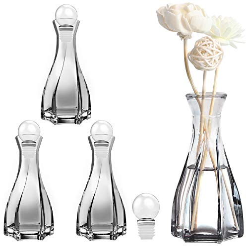 Luxspire Difusor de Perfume de Vidrio, Botella de Difusor de Aceite Esencial en Forma de Florero, Accesorio Ideal para Mejorar el Ambiente del Aire y Regular el Estado de Ánimo - Gris Ahumado