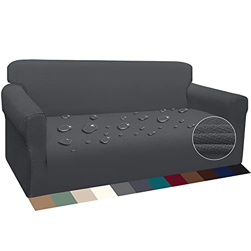 Luxurlife Funda de Sofá Súper Gruesa Fundas para Sofá Impermeables 3 Plazas Protector de Sofá Antideslizante(3 Plaza,Gris)