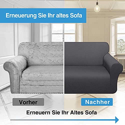 Luxurlife Funda de Sofá Súper Gruesa Fundas para Sofá Impermeables 3 Plazas Protector de Sofá Antideslizante(3 Plaza,Gris)