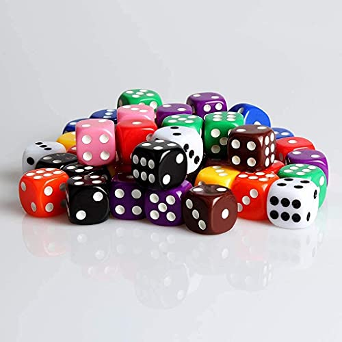Lvcky Juego de Dados punteados de 50Pcs 6 Dices Dados con Bolsas de Terciopelo Bar KTV Favor de Fiesta Color Surtido 16mm Color Mezclado Color Color Mezclado